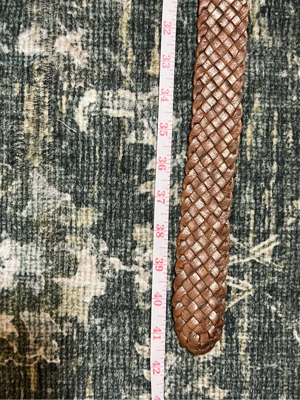 Vintage Fossil Metallic Bronze Woven Leather Belt Size Medium Boho Y2K Wide